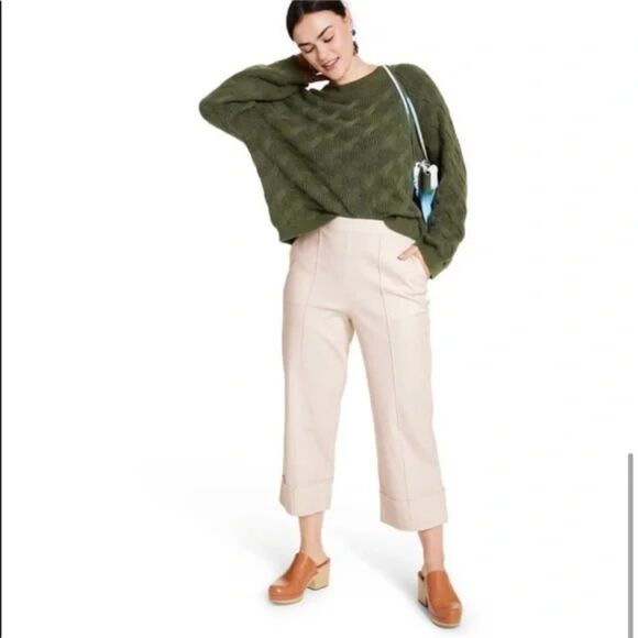 Rachel Comey x Target Cream High-Rise Cuff Straight Leg Cropped Pants - Picture 2 of 6